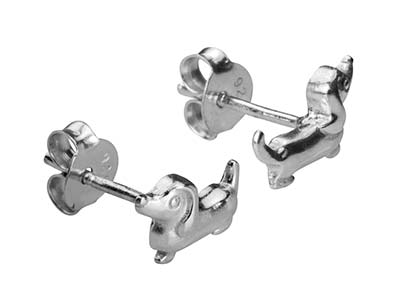 Dackel-ohrringe, 925er Silber - Standard Bild - 2