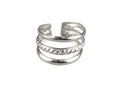 St Sil Triple Row Cuff Textured E/ring Sold Individually - Standard Bild - 1