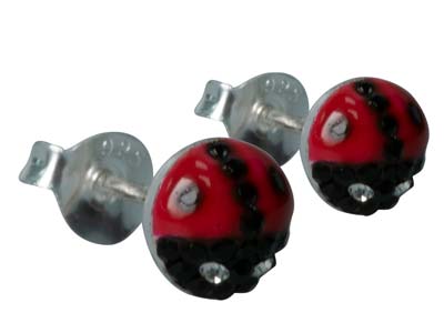 St Sil Ladybird Enamel Design Stud E/rings - Standard Bild - 2