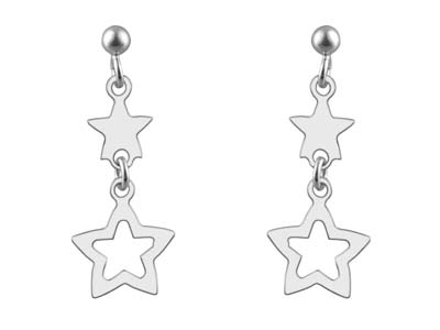 St Sil Double Star Design Drop Erings