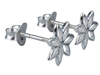 Ohrringe Blume, Silber 925 - Standard Bild - 2