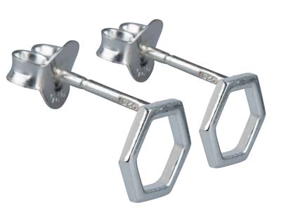 Ohrringe Bienenwabe,925er Silber - Standard Bild - 2