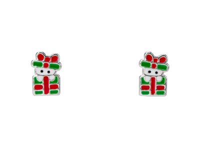 St Sil Christmas Present Design Stud E/rings - Standard Bild - 1