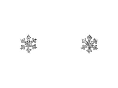 Schneeflocken-ohrringe Mit Zirkoniumoxiden, 925er Silber - Standard Bild - 1