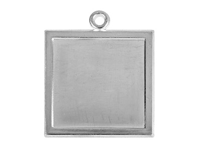 Rohling Quadratischer Anhänger 19 Mm, Gerahmt Mit Leerem Quadrat, Silber Geglüht 100  Recyceltes Silber
